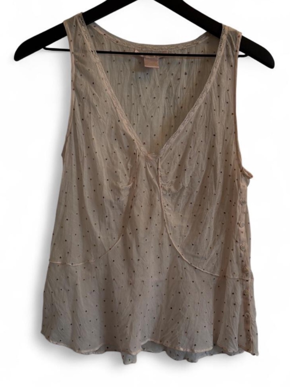 Rebecca Taylor pink Polka Dot Sleeveless V-Neck Women's Top